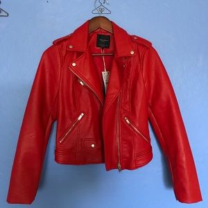 NWT Zara Red Leather Jacket